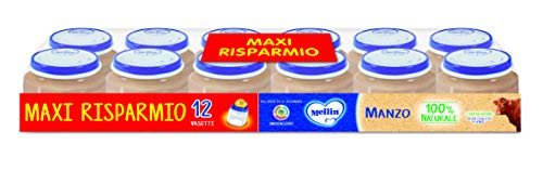 Mellin Omogeneizzato di Manzo 100% Naturale, 12 vasetti da 80 gr