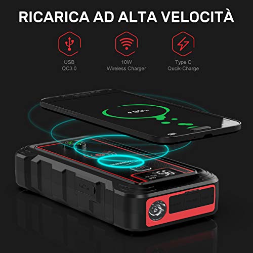 YABER Avviatore di Emergenza, 2500A 23800mAh Impermeabile Avviatore –