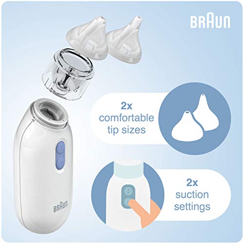 Braun Aspiratore Nasale Elettrico BNA100EU Aspiratore Nasale per Tutte le  Età da 0+ Impostazioni Delicate 