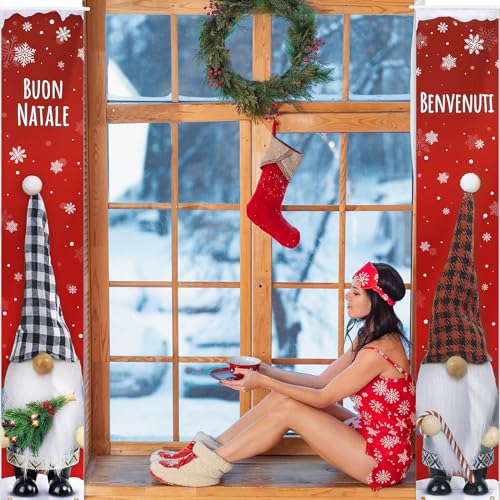 2Pz Banner per Porta di Natale Striscioni Natalizi Segno del Portico di  Natale Banner Distico di Natale Decorazioni Natalizie Porta Ingresso Casa  Benvenuti Buon Natale Gnomi : : Casa e cucina