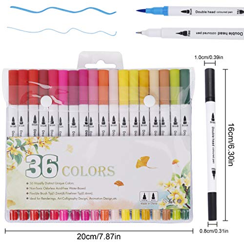 Acquista Pennelli a doppia punta da 36 colori Set di pennarelli artistici  Pennello flessibile e punte Fineliner da 0,4 mm Acquerello