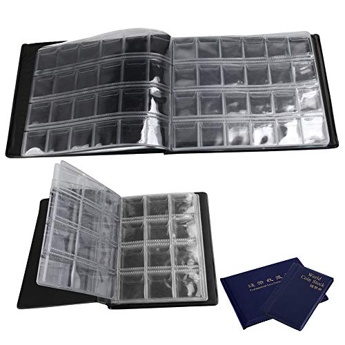 VINFUTUR 2pz Raccoglitore Monete Album Collezione Universale Blu –