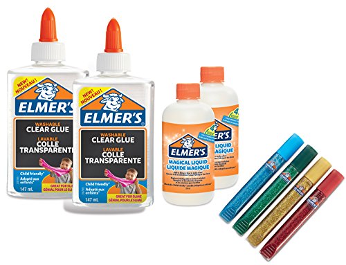 Elmer's - Kit Slime Glitterato con Colla Trasparente, Liquido Magico,  Attivatore