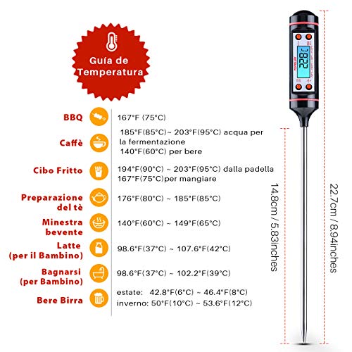 Termometro Cucina, Digitale Termometro da Cucina con 5S Lettura Istantanea,  5.9