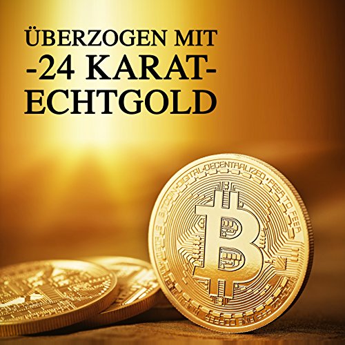 RoserRose Moneta Fisica Bitcoin Rivestita in Oro Puro 24 Carati, 3