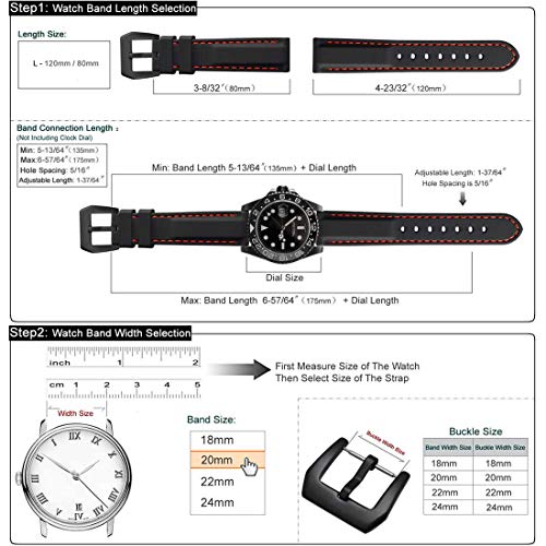 WOCCI Cinturino Orologio in Silicone con Fibbia Nera, Impermeabile 22m –