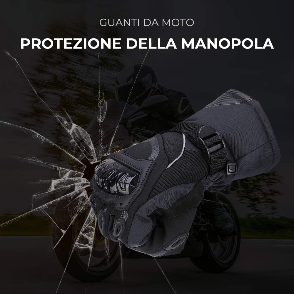 Guanti Moto Invernali, da Impermeabili Touch Screen per L, Nero –