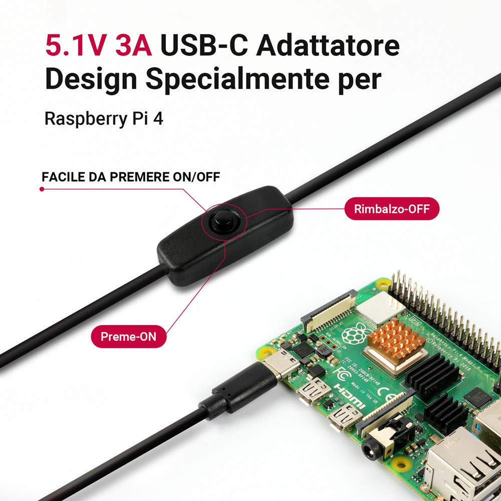 Interruttore di alimentazione USB tipo C per Raspberry Pi 4B