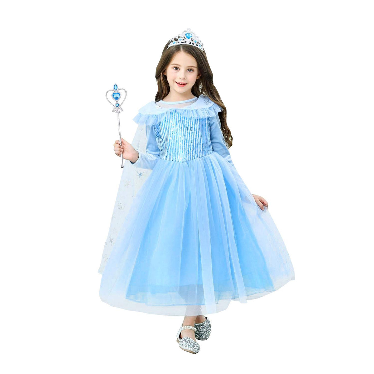 URAQT Elsa Frozen Costume, Set da Principessa Corona Bacchetta Guanti. –