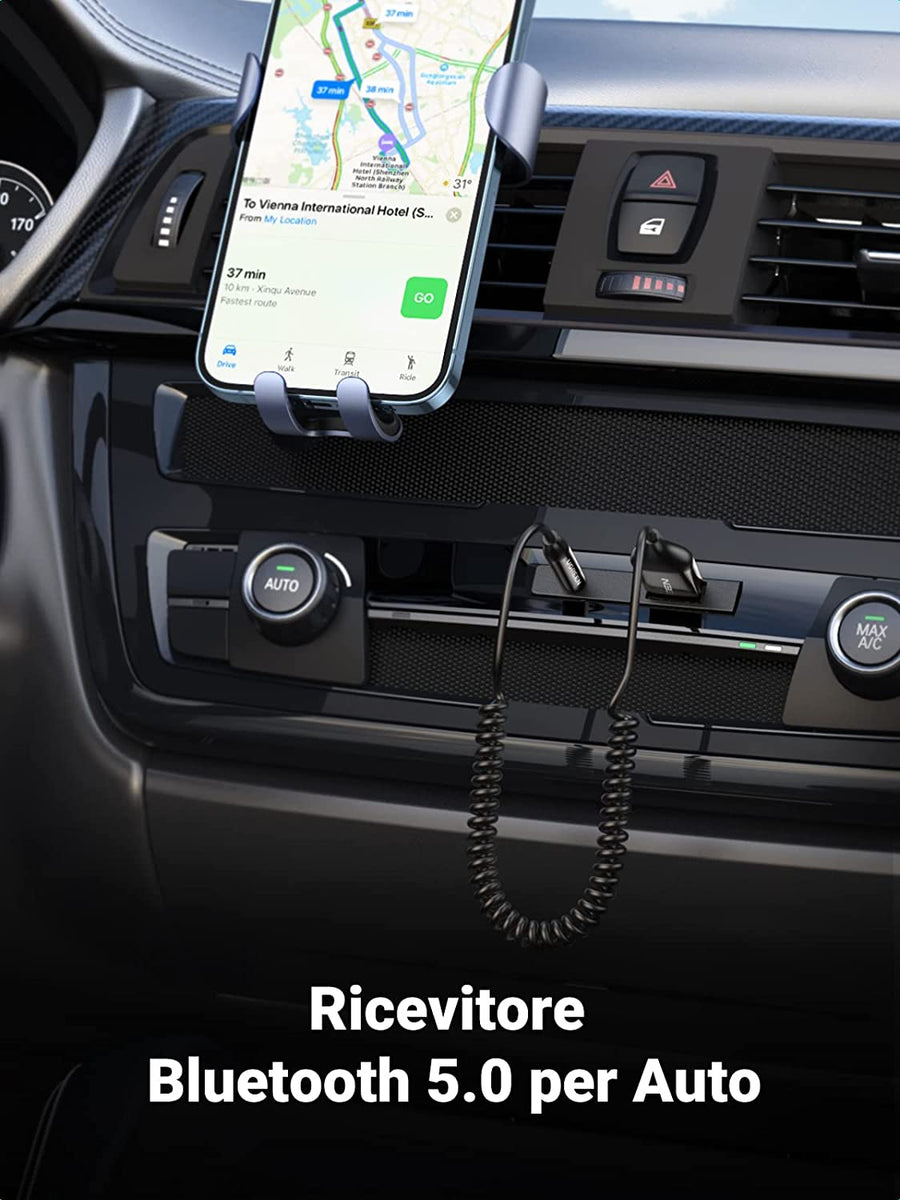 UGREEN Ricevitore Bluetooth 5.0 per Auto con Jack AUX da 3,5mm e Adatt –