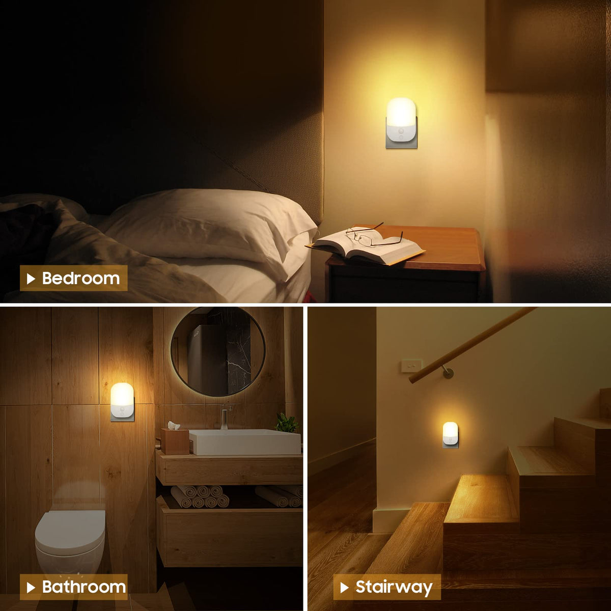 Luce Notturna LED, Luci Notturne con Sensore di Luce 5 Livelli Luminosità 3  Modalità di Illuminazione, Luce Notturna da Presa per Camera dei Bambini,  Bagno, Corridoio, Cucina, Scale, Bianca Calda : : Illuminazione