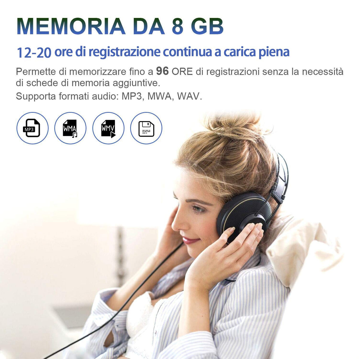 Registratore Vocale Digitale, Con Microfono E Usb Integrati, Memoria Da 4  Gb, Riduzione Del Rumore Per Registrazioni Senza Rumore, Nero