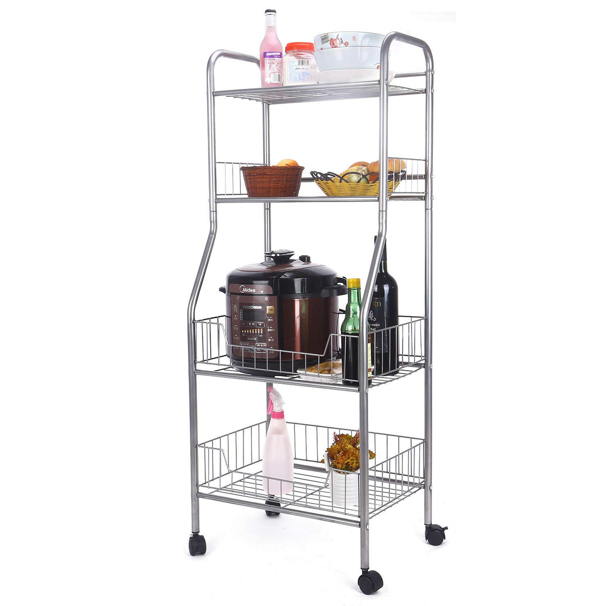 DoubleBlack Scaffale Metallo Scaffalatura Metallica con Ruote Cucina.. –