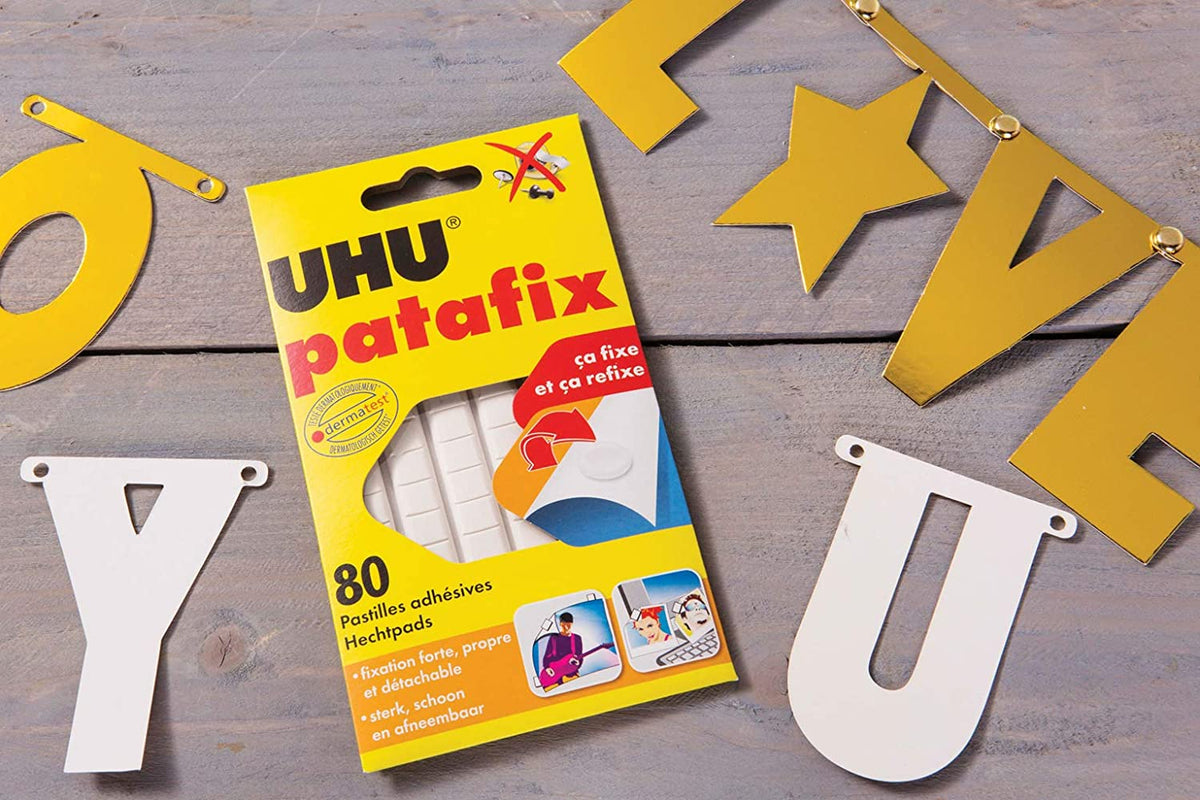 UHU Patafix 41710 - Gomma adesiva removibile, Bianco, confezione da 80 –