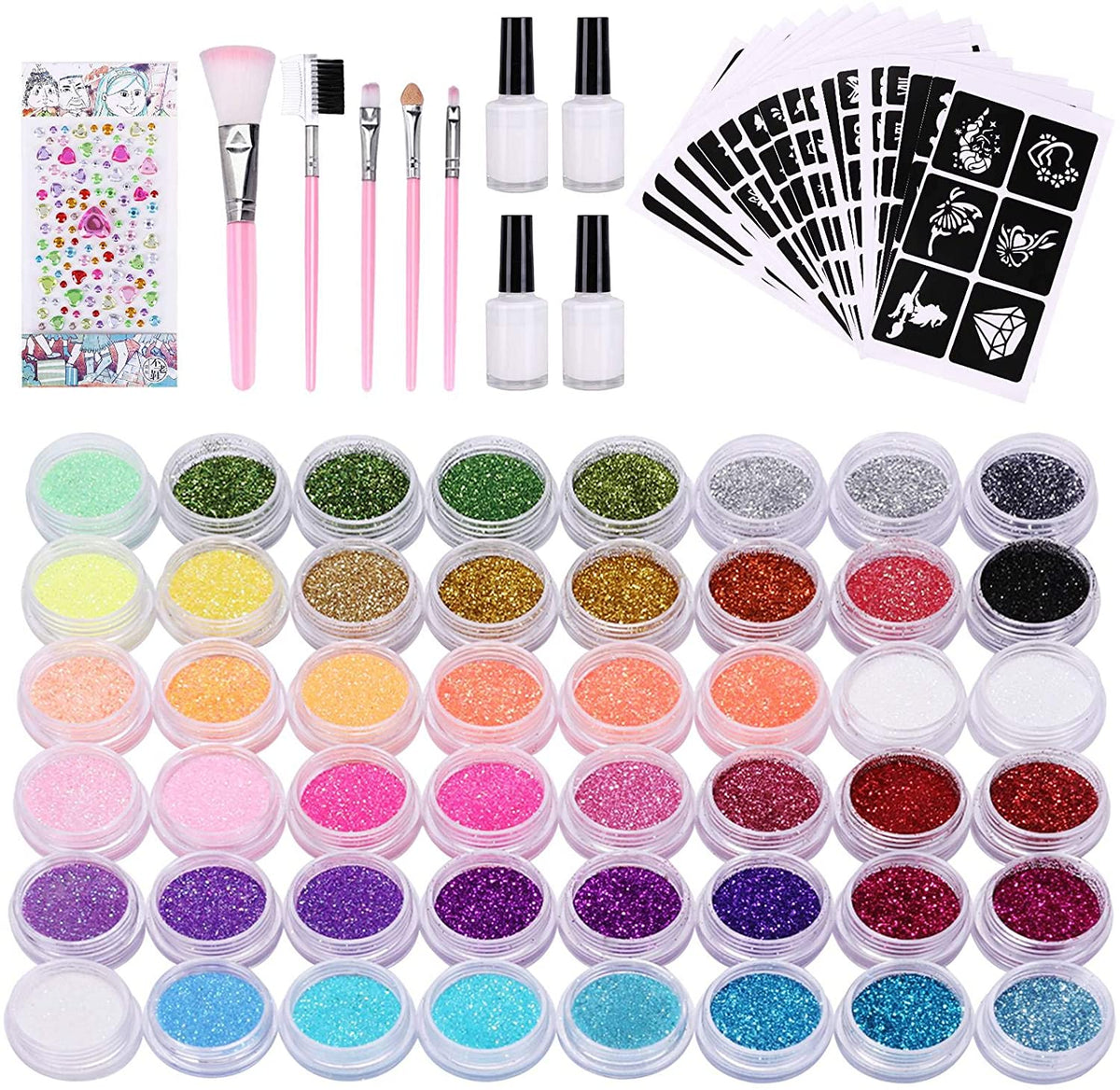 Kit Tatuaggi Glitterati, Nivlan 48 Colori Tatuaggi Temporanei Bambini