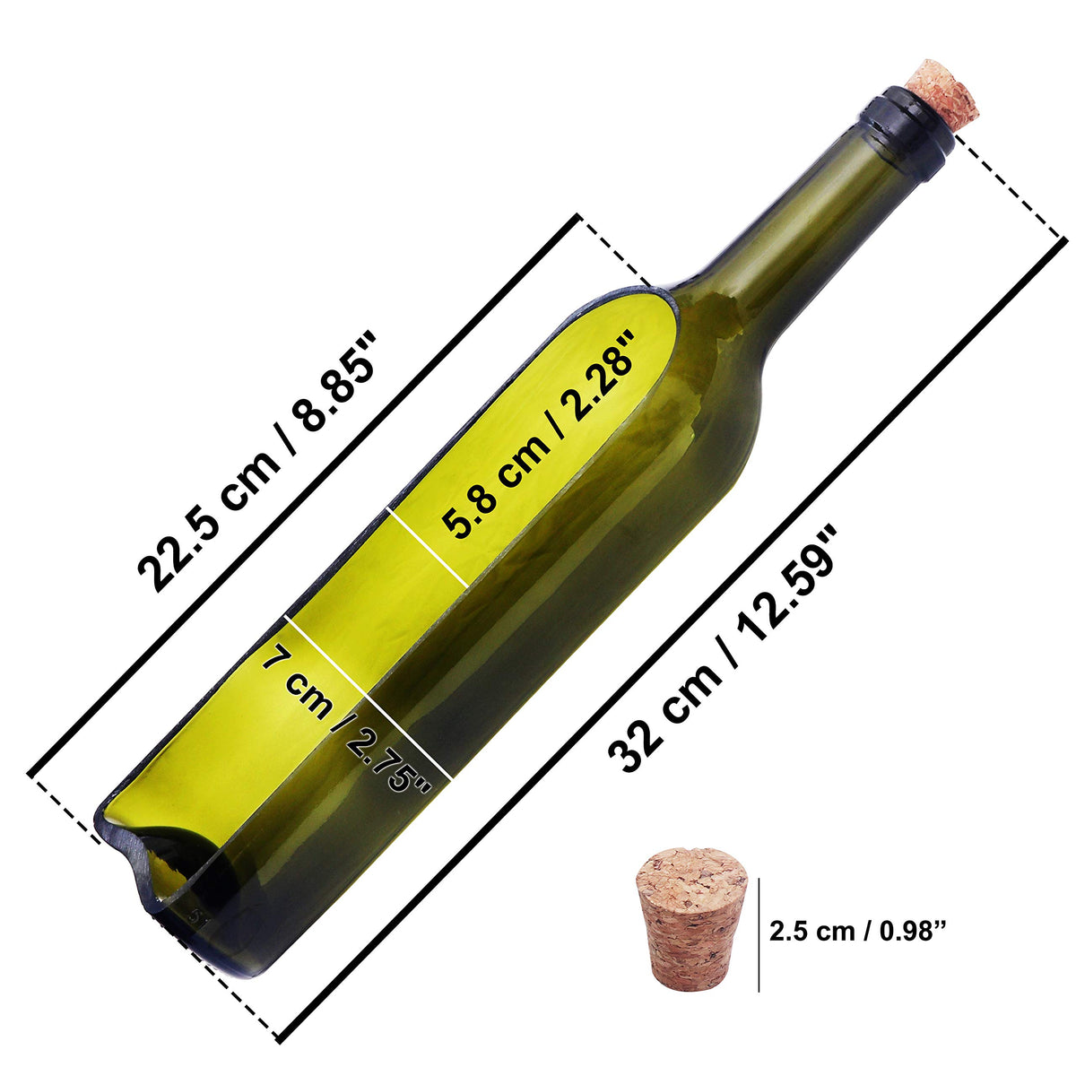 Vaso Vetro Bottiglia di Vino (3Pz) Vasi Moderni da Interno 22,5 x 5,8c –