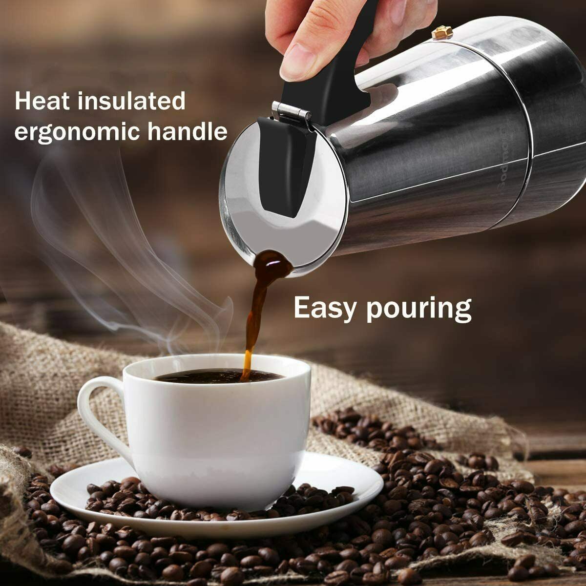 Godmorn Caffettiera Moka, Espresso in Acciaio INOX per Induzione –