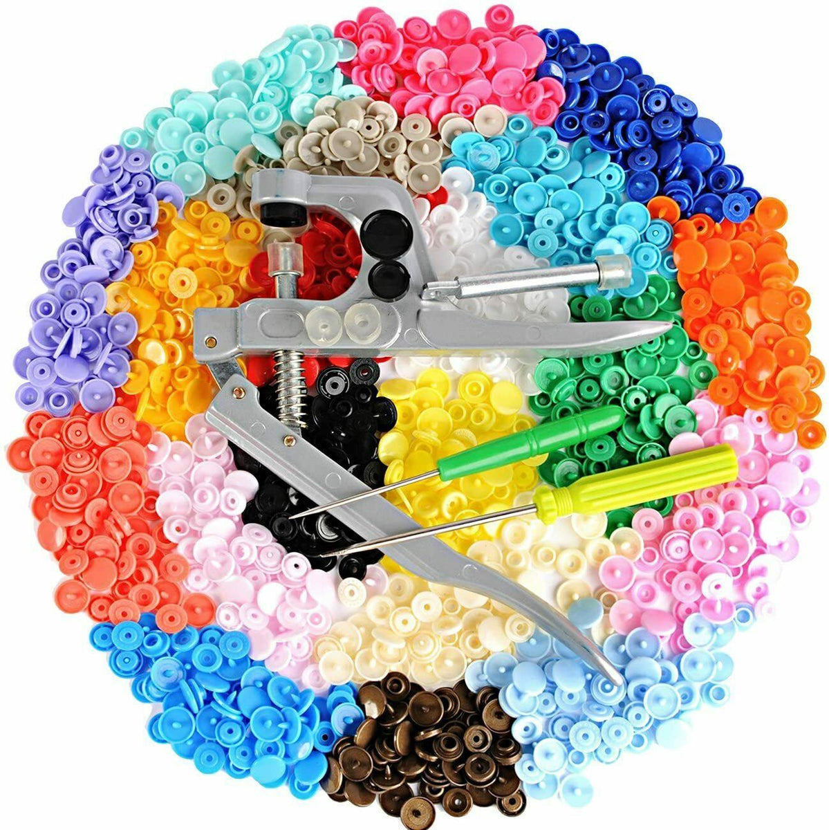 Acquista Bottoni a pressione in plastica e metallo con set di pinze a  scatto, 300 set di bottoni a pressione in plastica e metallo per