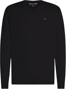 Tommy Hilfiger Pullover Uomo Cashmere V Neck Pullover in Maglia, Nero (Black), M