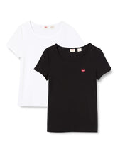 Carica l&#39;immagine nel visualizzatore di Gallery, Levi&#39;s 2pack Crewneck Tee 2 Pack Tee White +/M, T-shirt Donna, 2 Pack Tee White +/Mineral Black, S