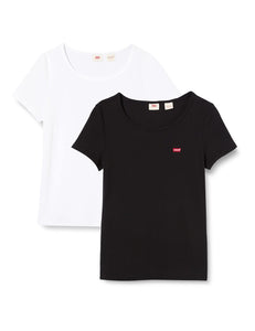 Levi's 2pack Crewneck Tee 2 Pack Tee White +/M, T-shirt Donna, 2 Pack Tee White +/Mineral Black, S