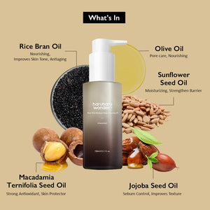 Haruharu Wonder Black Rice Moisture Deep Cleansing Oil 5.1 fl.oz / 150ml | Detergente viso coreano, struccante | Vegano, Cruelty Free | Olio di Semi di Jojoba, Olio di Semi di Macadamia