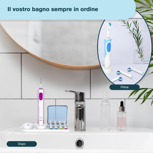 Ph Pro Heat Porta Spazzolino Elettrico - Porta Testine Spazzolino Elettrico - Supporto per Spazzolino Compatibile per Oral B con Coperchio - Include 4 Copritestine.