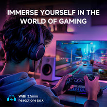 Carica l&#39;immagine nel visualizzatore di Gallery, ECHTPower Controller Wireless per PS4, Joystick con Luci RGB per PS4/Pro/Slim/PC, Batteria da 1000mAH, Doppia Vibrazione, Giroscopio, jack per Cuffie da 3,5mm, Controller Ergonomico e Antiscivolo