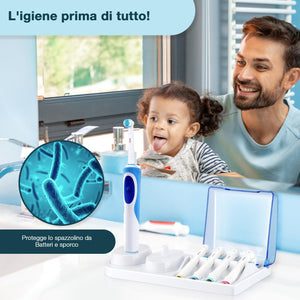 Ph Pro Heat Porta Spazzolino Elettrico - Porta Testine Spazzolino Elettrico - Supporto per Spazzolino Compatibile per Oral B con Coperchio - Include 4 Copritestine.