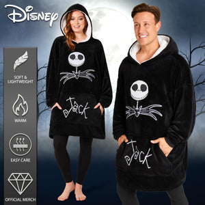 Disney Felpe con Cappuccio da Donna Felpa Coperta Oversize in Pile Felpa Invernale Donna Ragazza Stitch Jack Skellington (Nero/Jack Skellington)