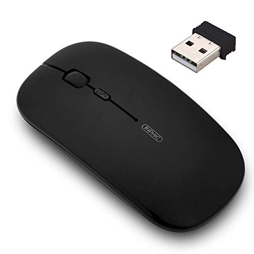 INPHIC Mouse Wireless Ricaricabile, Ottico Mini Silenzioso Nero magico –