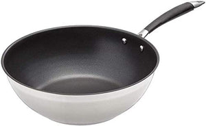 AmazonBasics - Padella da wok in acciaio INOX, 28 cm - Ilgrandebazar