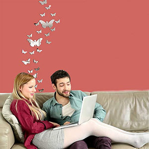 SwirlColor 30PCS Farfalla Combinazione 3D Specchio Wall Stickers Home Argento - Ilgrandebazar