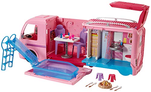 Barbie FBR34 Camper dei Sogni per Bambole con Piscina, Bagno, Cucina e –