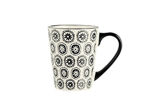 H&H Vhera Set 6 Tazze Mug, Stoneware, Crema/Nero, 350 ml - Ilgrandebazar