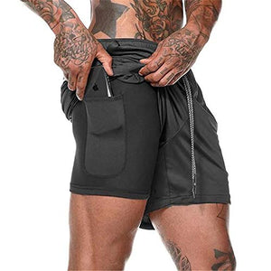 XDSP Pantaloncini Sportivi da Uomo, 2 in 1 Sport e Allenamento Fitness...