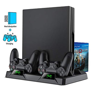 Ps4 Supporto verticale con ventola di raffreddamento Cooler Doppio  controller Caricabatterie Dock Stazione di ricarica 3 porte USB Hub per  Sony Playstation 4