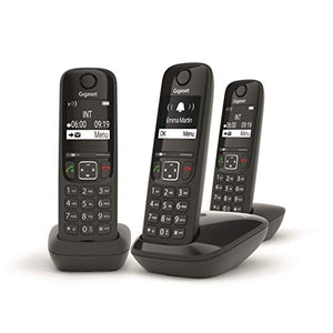 Gigaset AS690 Trio Telefono Cordless: 3 Portatili per Chiamate Interne Nero - Ilgrandebazar