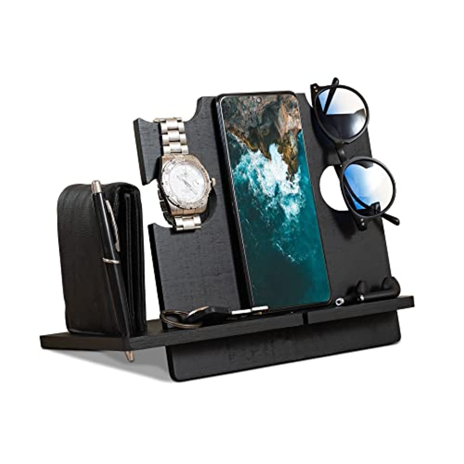 Regalo Uomo Natale Docking Station in legno per Smartphone Supporto  Portafoglio Supporto Orologio Compleanno Regalo per Lui ​Marito Moglie  Regalo per papà Idee Regalo Uomo Regali per Uomo Originali - idea regalo