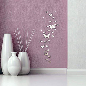 SwirlColor 30PCS Farfalla Combinazione 3D Specchio Wall Stickers Home Argento - Ilgrandebazar