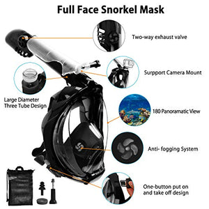 Fenvella Maschera Subacquea, Snorkeling Integrale 180° L/XL, Nero