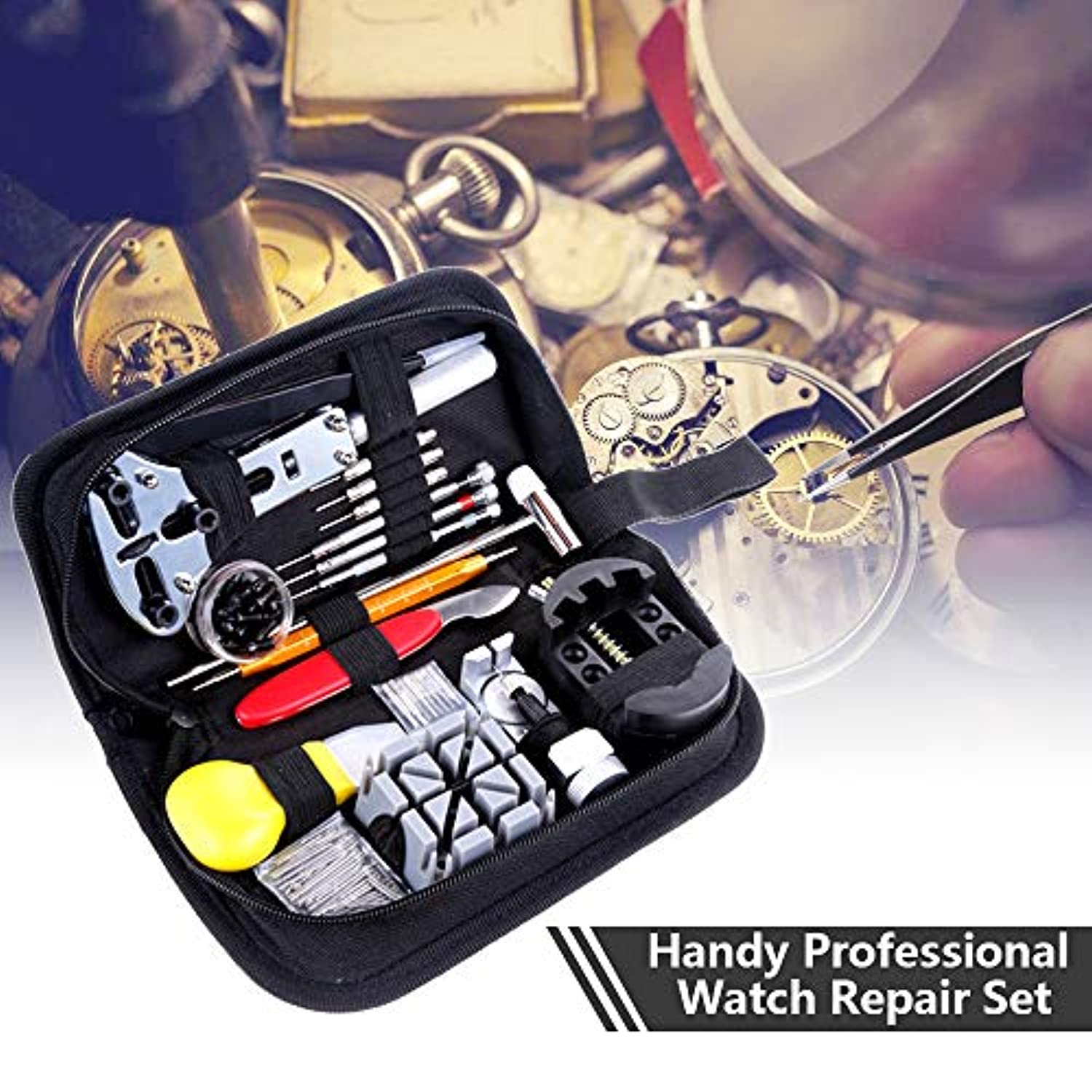 151 Pezzi Kit Riparazione Orologi, Vastar Set di Attrezzi per Aste a Molla  Professionale per Orologio Riparazione Cinturino Orologio,Sostituisci  Batteria Orologio e Apri Custodia Orologio (Noir) : : Moda