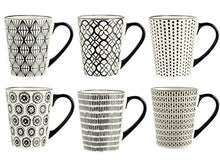 Carica l&#39;immagine nel visualizzatore di Gallery, H&amp;H Vhera Set 6 Tazze Mug, Stoneware, Crema/Nero, 350 ml - Ilgrandebazar