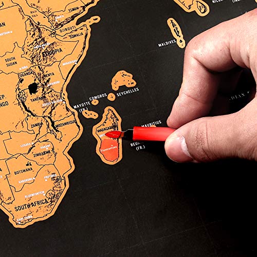 CAMWAY Mappa del Mondo da Grattare,Scratch Map World Extra Large 82X59 –