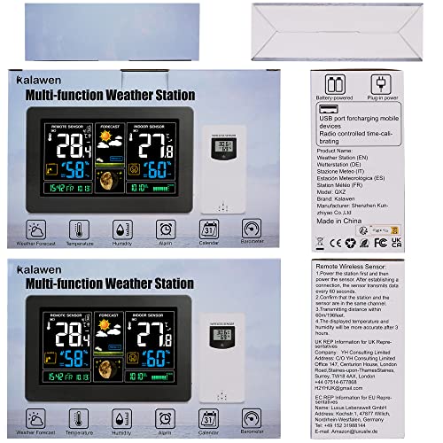 Stazione Meteorologica Wireless Con Sensori Esterni Termometro Digitale  Schermo Lcd Previsioni Meteo Temperatura Umidità Sveglia 