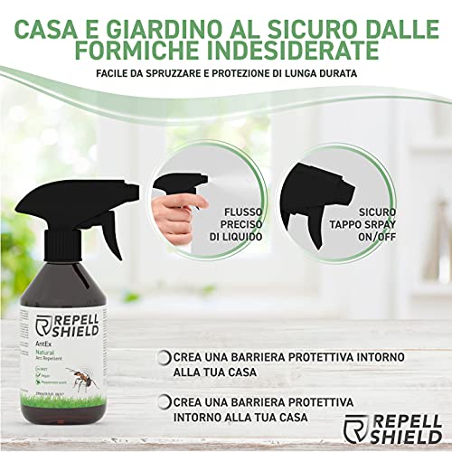 Repell Shield Spray Antiformiche Interni ed Esterni per Tutte le Superfici  - Anti Formiche per Casa e Giardino con Oli Essenziali - Alternativa