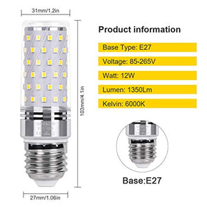 SanGlory Lampadina LED E27 12W Equivalenti a 100W Incandescenza, Fredda