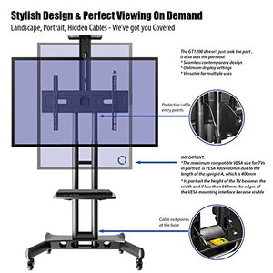 Invision Supporto TV da Pavimento con Ruote Carrello Staffa Porta Mobi –