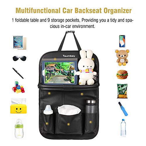 Tsumbay Proteggi Sedili Auto Bambini Organizer con Multi-tasca e Nero –