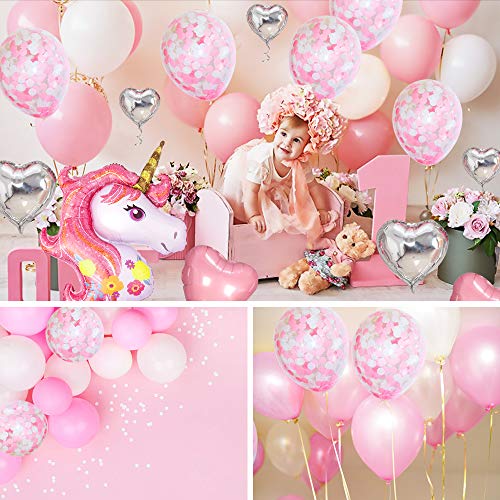 AYUQI Unicorno Palloncini Compleanno Decorazioni, Set di Banner Rosa R –